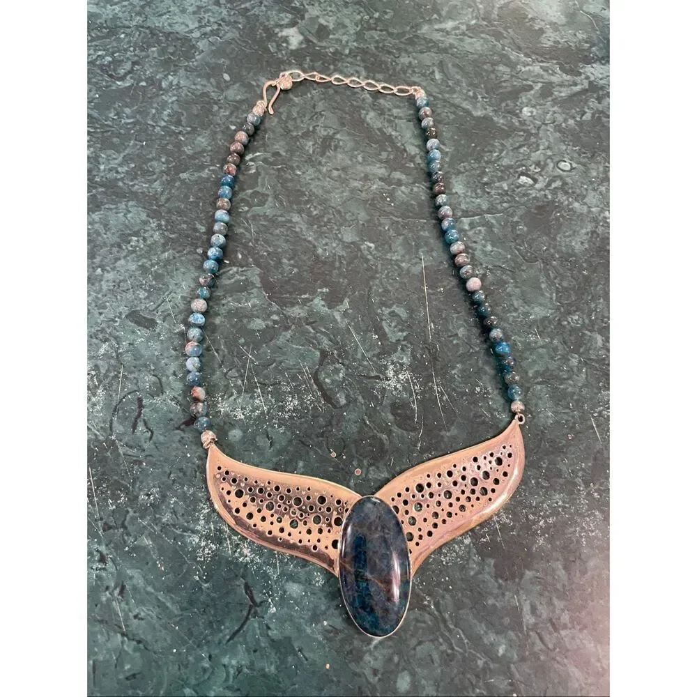 Jay King Mine Finds Sterling Silver Apatite Necklace – Statement Pendant